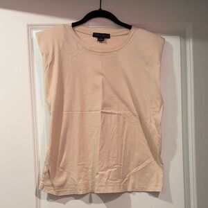 Sanctuary cream cap sleeve T-shirt with padded shoulders size S